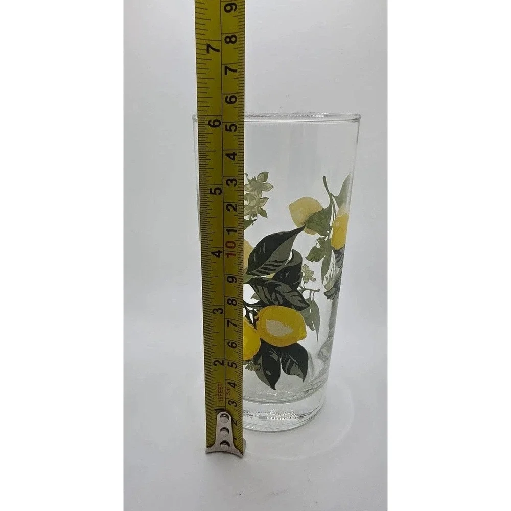 Vintage Crisa Royal Norfolk Lemons Drinking Glasses  16 oz Tumblers Set of 4